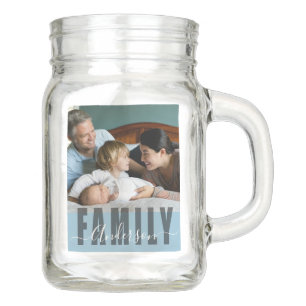 Custom Family Name and Photo Mason Jar