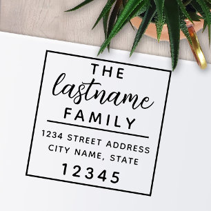 Custom Family Name and Return Address - blooming Self-inking Stamp
