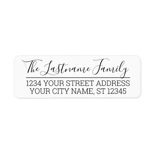 Custom Family Name and Return Address calligraphy Label