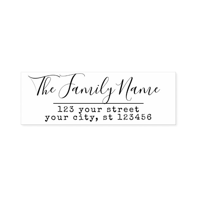 Custom Family Name and Return Address Handwritten Self-inking Stamp (Design)