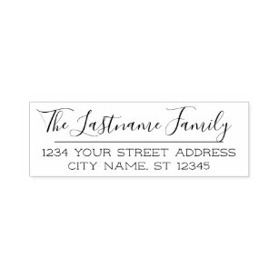 Return Address Rubber Stamps Zazzle Custom Family Name And Return Address Handwritten Self Inking Stamp
