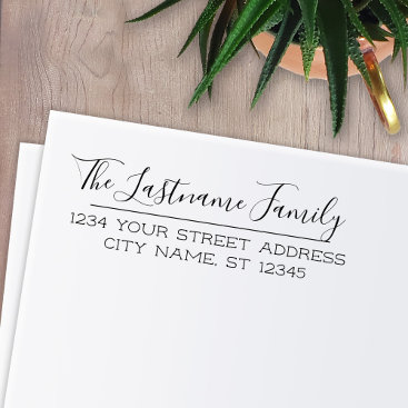 Custom Family Name and Return Address Handwritten Self-inking Stamp
