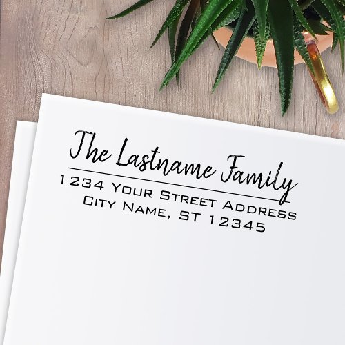 Custom Family Name and Return Address Handwritten Self_inking Stamp