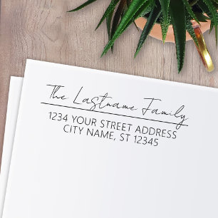 Custom Family Name and Return Address Handwritten Self-inking Stamp