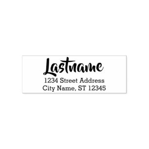Custom Family Name and Return Address Thick Script Self-inking Stamp