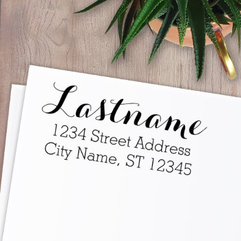 Custom Family Name And Return Address Whimsy Font Self-inking Stamp by BusinessStationery at Zazzle