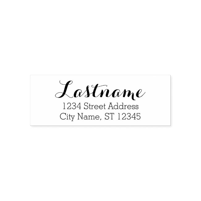 Custom Family Name and Return Address Whimsy font Self-inking Stamp