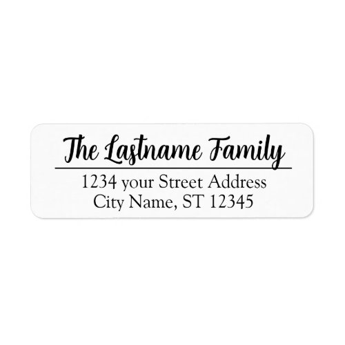 Custom Family Name _ Angela Script Return Address Label