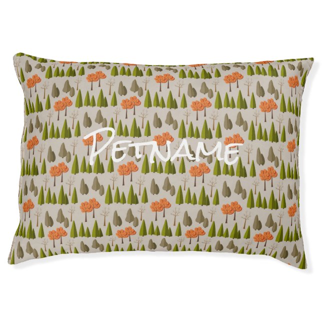 Custom Family Name Autumn Tree Pattern Pet Bed (Front)