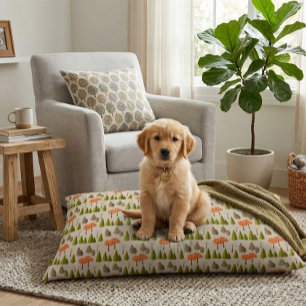 Custom Family Name Autumn Tree Pattern Pet Bed