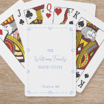 Custom Family Name Beach House Coastal Blue Shell Poker Cards<br><div class="desc">Bring a touch of coastal charm to game night with these personalized beach house playing cards. Featuring a classic nautical border and custom text, this deck makes a thoughtful addition to your vacation home or a unique gift for hosts and families. Whether you’re playing by candlelight on the porch or...</div>