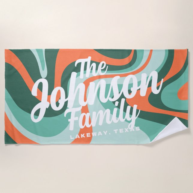 Custom Family Name Beach Towel - Poolside A (Front)