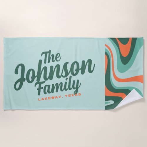 Custom Family Name Beach Towel _ Poolside D