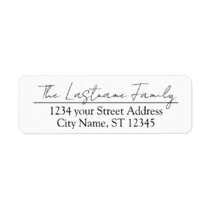 Custom Family Name Beautiful Script Return Address Label