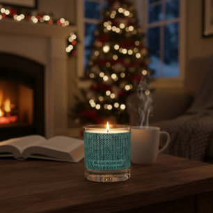 Custom Family Name Candle with Cozy Knit Pattern