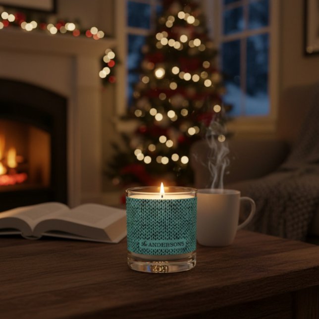 Custom Family Name Candle with Cozy Knit Pattern (Creator Uploaded)