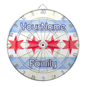 Custom Family Name Chicago Illinois Flag Design Dart Board