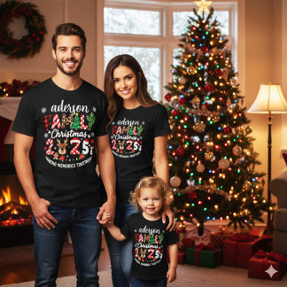 Custom Family Name Christmas 2025 Festive Holiday T-Shirt