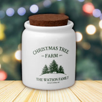 Custom Family Name Christmas Tree Farm Retro Candy Jar