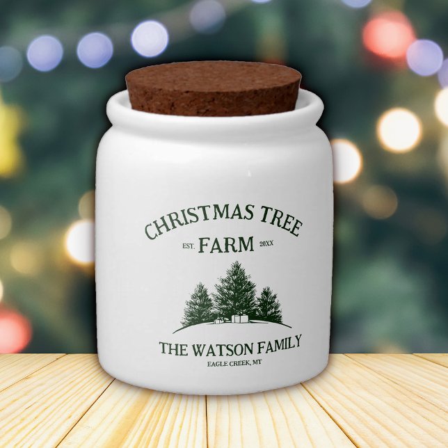 Custom Family Name Christmas Tree Farm Retro Candy Jar (Creator Uploaded)