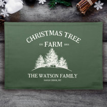 Custom Family Name Christmas Tree Farm Retro Cloth Placemat