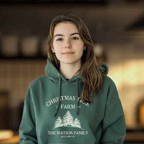Custom Family Name Christmas Tree Farm Retro Hoodie