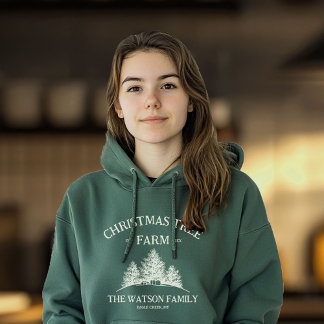 Custom Family Name Christmas Tree Farm Retro Hoodie