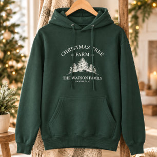 Custom Family Name Christmas Tree Farm Retro Hoodie