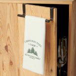 Custom Family Name Christmas Tree Farm Retro Kitchen Towel<br><div class="desc">Add a festive flair to your kitchen with this custom holiday towel! Featuring your family name and a retro Christmas tree farm design in sage green,  it's perfect for holiday cooking and cozying up your space.</div>