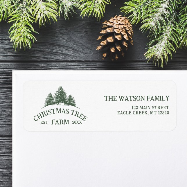 Custom Family Name Christmas Tree Farm Retro Label (Creator Uploaded)
