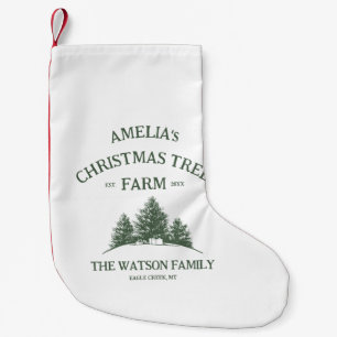 Custom Family Name Christmas Tree Farm Retro Small Christmas Stocking