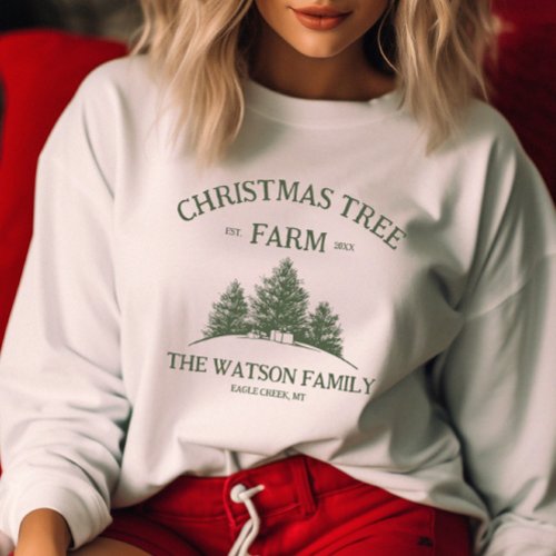 Custom Family Name Christmas Tree Farm Retro  Sweatshirt