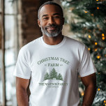 Custom Family Name Christmas Tree Farm Retro T-Shirt<br><div class="desc">Get into the holiday spirit with this custom men’s t-shirt! Featuring your family name and a retro Christmas tree farm design in sage green,  it’s perfect for festive gatherings and holiday cheer!</div>