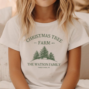 Custom Family Name Christmas Tree Farm Retro T-Shirt