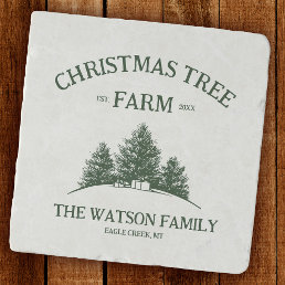 Custom Family Name Christmas Tree Farm Retro Trivet