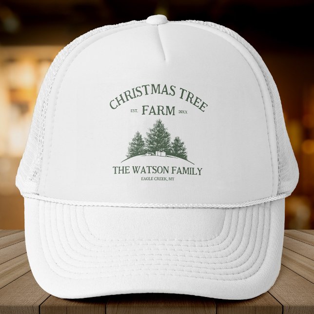 Custom Family Name Christmas Tree Farm Retro Trucker Hat (Creator Uploaded)