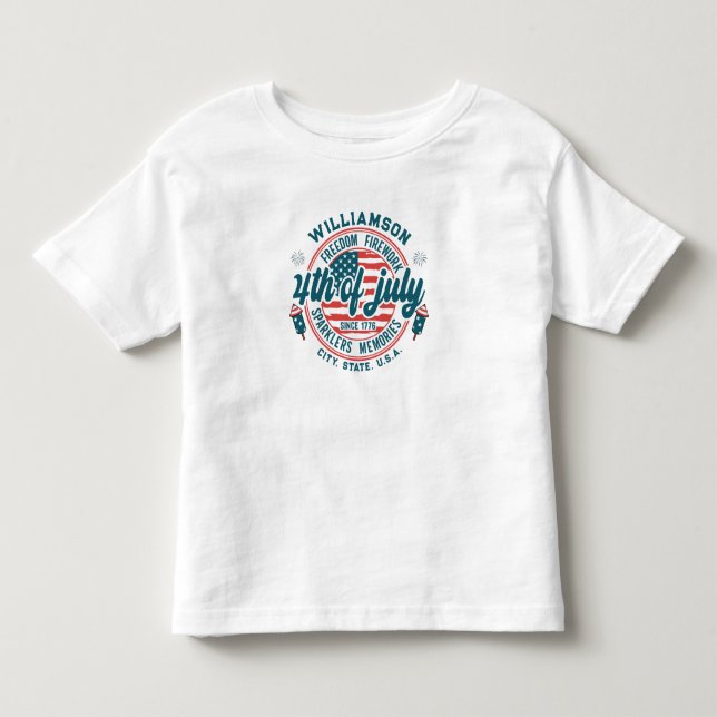 Custom Family Name City State Location 4th of July Toddler T-shirt (Front)