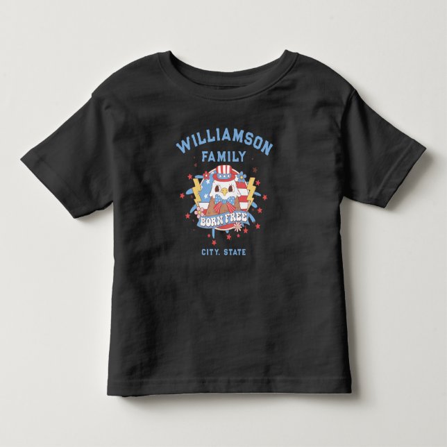 Custom Family Name City State Location Born Free Toddler T-shirt (Front)