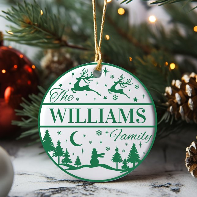 Custom Family Name Classic Christmas Keepsake Ceramic Ornament (Custom Family Name Classic Christmas Keepsake Ceramic Ornament. Just add your family name!)