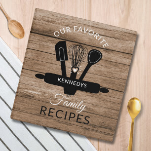 Custom Family Name Cookbook Rustic Wood Recipe 3 Ring Binder