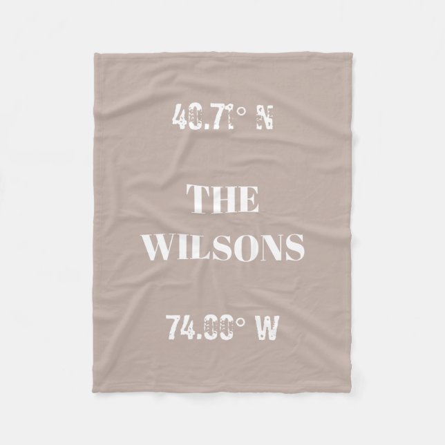 Custom Family Name Coordinates Fleece Blanket (Front)