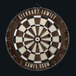 Custom Family Name Dart Board<br><div class="desc">Elevate your game nights with our custom family wood effect dartboard, designed to bring a personal touch to your home. This unique dartboard allows you to proudly display your family name and location, making it not just a game but a cherished family heirloom. Ideal for gatherings, backyard parties, or simply...</div>