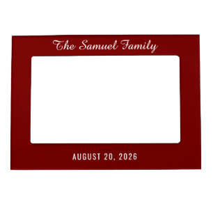 Custom Family Name & Date Valentine's Day Red Magnetic Frame