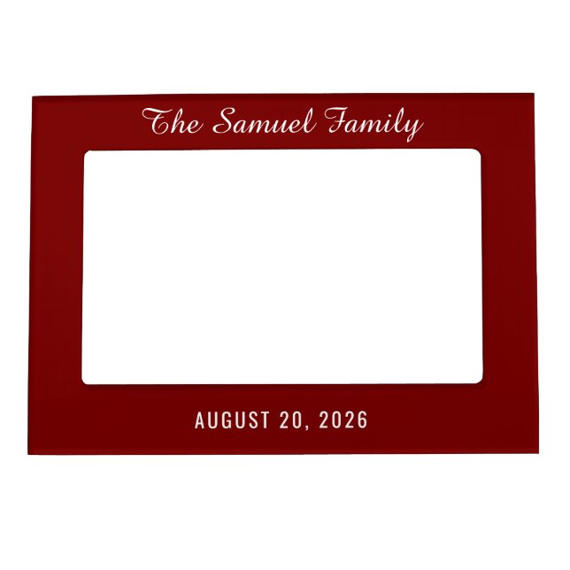 Custom Family Name & Date Valentine's Day Red Magnetic Frame (Front)