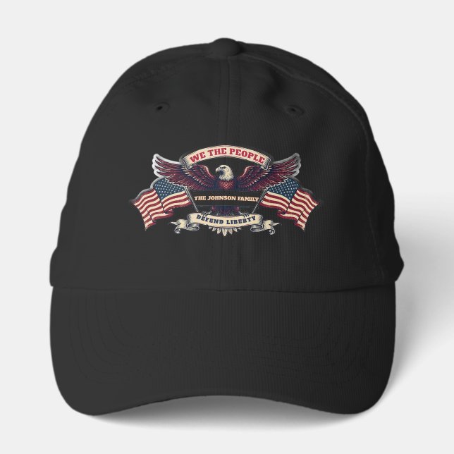 Custom Family Name Eagle Patriot Performance Cap (Front)