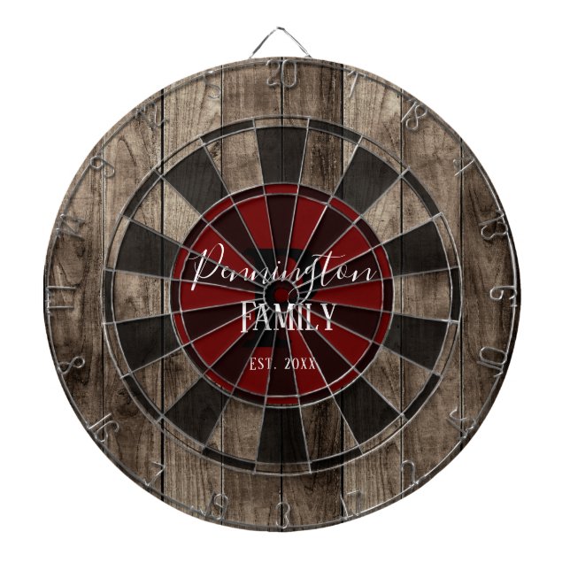 Custom Family Name Established Date Dart Board (Front)