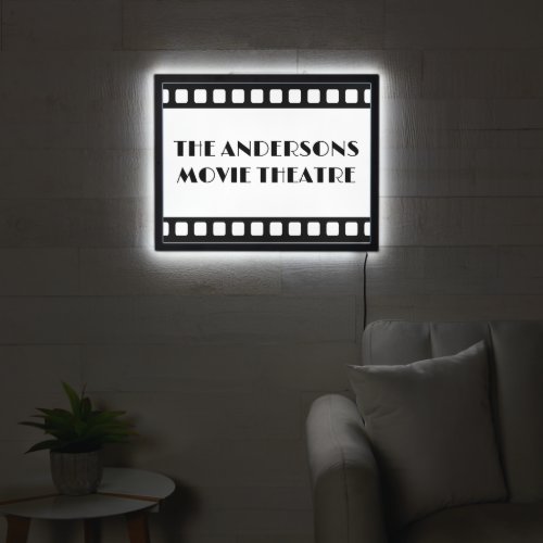 Custom Family Name Film Strip Home Movie Theatre  LED Sign
