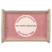 Custom Family Name Gingham Serving Tray