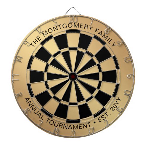 Custom Family Name Gold Black Personalized Dart Board