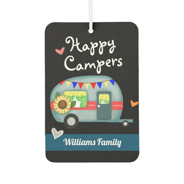 Custom Family Name Happy Campers Air Freshener (Front)